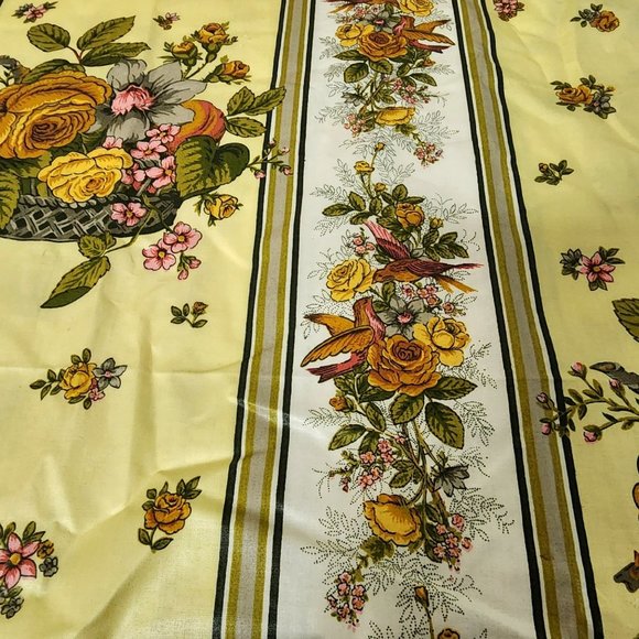 Vintage 5th Avenue Designs Upholstery Fabric 1.5 Yards Floral Birds Screen Print - Picture 4 of 8